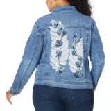 DG2 by Diane Gilman Women's Leaf Embroidered Trucker Jean Jacket