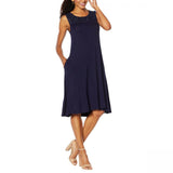 Nina Leonard Women's Plus Size Sleeveless Dress With 3D Floral Chiffon Yoke