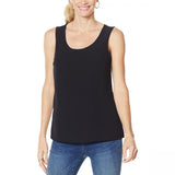 Colleen Lopez Womens Mixed Media Tank Top. 698386 Black 2X