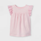 Cat & Jack Toddler Girls' Eyelet Short Sleeve T-Shirt