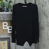 AnyBody Women's Loungewear Cozy Knit Crossover Top Black Small