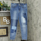 Martha Stewart Women's Patchwork 5 Pocket Ankle Jeans Mid Blue 10