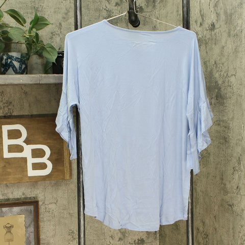 DG2 by Diane Gilman Women's Ruffle Sleeve Dolman Top Chambray Medium