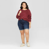 Universal Thread Women's Plus Size Roll Cuff Bermuda Jean Shorts