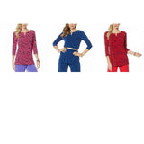 IMAN Women's Plus Size Global Chic Luxury Resort 3/4-Sleeve Keyhole Tunic Top