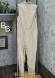 Wild Fable Women's Sleeveless V Neck Button-Front Utility Jumpsuit Khaki Small
