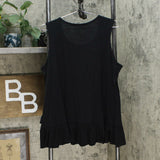 DG2 by Diane Gilman Women's Asymmetric Ruffle Tank Top Black XL