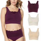 Rhonda Shear Women's LOT OF 3 Cotton Blend Ahh Bra With Lace Inset. 679965