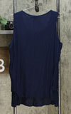 DG2 by Diane Gilman Women's Front Pleated Mixed Media Easy Tank Blouse