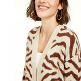 Hooked Up Women's Junior Fit Zebra Print Cardigan Sweater