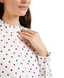 Charter Club Women's Printed Ruffle Trim Button Up Shirt