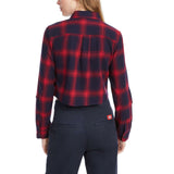 Dickies Women's Cropped Plaid Flannel Button-Up Shirt