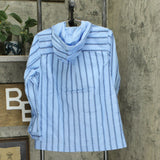 Denim & Co. Women's Stretch Twill Zip Front Striped Hooded Jacket