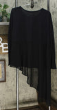 DG2 by Diane Gilman Women's Dramatic Mixed Media Asymmetric Top Black XL