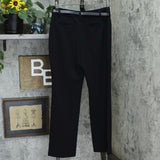 Charter Club Women's Belted Tummy Control Trousers Deep Black 8