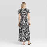 Who What Wear Women's Animal Print Short Sleeve Tiered Maxi Dress