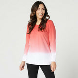 Denim & Co. Women's French Terry Dip Dye Long-Sleeve Tunic Top
