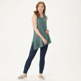 LOGO by Lori Goldstein Women's Cotton Modal Slub Tank Top with Rib Side Panel