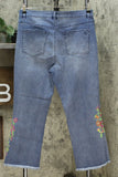 DG2 by Diane Gilman Women's Neon Embroidered Kick Flare Crop Jeans