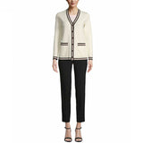 Anne Klein Women's Button Front Tipped Sweater Cardigan