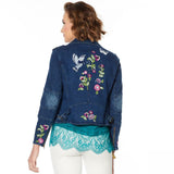 Colleen Lopez Women's Embroidered Denim Moto Jacket