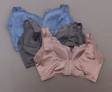 Rhonda Shear Plus Size 3 Pack Betty Pin Up Bras with Back Closure and Removable Pads