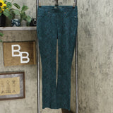 DG2 by Diane Gilman Pull On Stretch Ponte Boot Cut Pants Green Snake XS