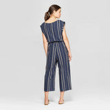 Universal Thread Women's Sleeveless Crew Neck Striped Wide Leg Jumpsuit