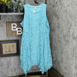Isaac Mizrahi Live! Plus Size Handkerchief Hem Floral Lace Midi Dress