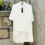DG2 by Diane Gilman Women's Drama Button Front Hi Low Blouse