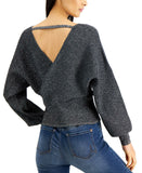 INC International Concepts Women's Surplice Metallic Sweater