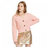 Wild Fable Women's V-Neck Cropped Button Front Fuzzy Cardigan Sweater