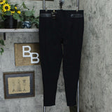 JM Collection Plus Faux Leather Trim Pull On Ponte Knit Pants