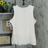 LOGO by Lori Goldstein Plus Size Lace Front Knit Back Peplum Tank Top