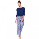 Maidenform Women's Ribbed Top And Fleece Pant Pajama Set