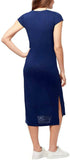 Jessica Simpson Women's Cap Sleeve Side Slit Midi Dress Maritime Blue Small