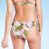 Shade & Shore Women's Textured Side Tie Ruffle Cheeky Bikini Bottom