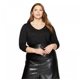 Ava & Viv Women's Plus Size Long Sleeve V-Neck T-Shirt