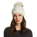 Echo Women's Fur Pom Pom Cable Knit Beanie