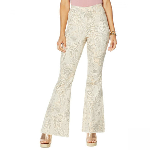 DG2 by Diane Gilman Plus Petite Classic Stretch Printed Flare Jeans