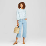 Universal Thread Women's Long Sleeve Labette Denim Woven Shirt