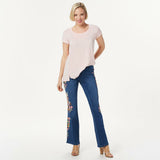 Laurie Felt Plus Size Silky Denim Embroidered Boot-Cut Jeans
