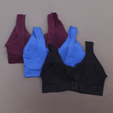 Rhonda Shear 3 Pack Seamless Bras With Lace And Back Closure Jewel Tones Large