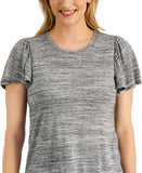 Style & Co. Petite Angelina Striped Flutter Sleeve Knit Top