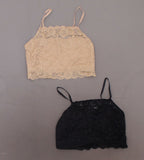 Rhonda Shear 2 Pack Women's Lace Cami Bras Black / Nude Large