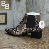Blondo Emelia Waterproof Chelsea Bootie Brown Snake Leather 8.5