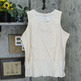 LOGO by Lori Goldstein Plus Size Lace Front Knit Back Peplum Tank Top