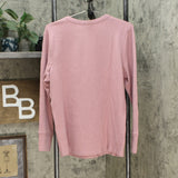 Denim & Co. Women's Waffle Knit Long-Sleeve Split V-Neck Top