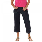 Susan Graver Jeans Women's High Stretch Denim Zip-Front Crop Jeans
