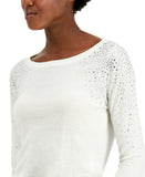 INC International Concepts Women's Rhinestone Shoulder Sweater